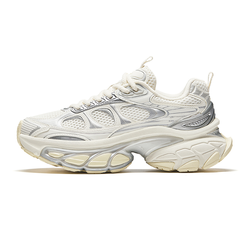 Anta Chandelier Height Increasing Low-Top Chunky Sneakers Women's White Silver