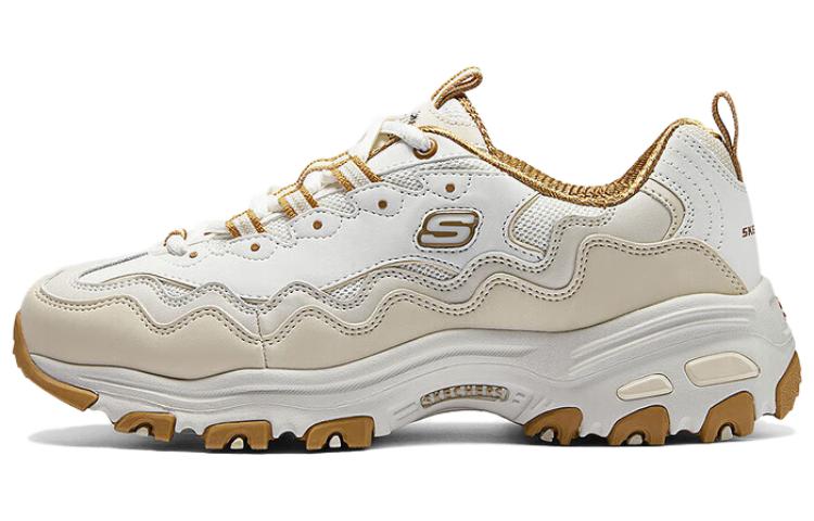 Skechers D'LITES 1.0 Support Lightweight Low-Top Casual Shoes Women's White Beige