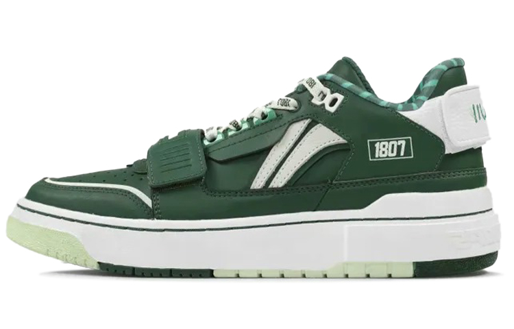 1807 x LiNing Rookie Anti-Slip Wear-Resistant Low-Top Vintage Basketball Shoes Men's Green