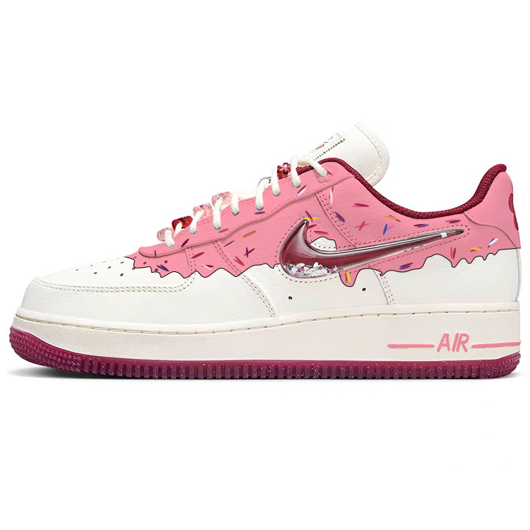 Nike Air Force 1 Slip Resistant Cushioning Abrasion Resistant Low Top Skateboard Shoes Women's White Pink