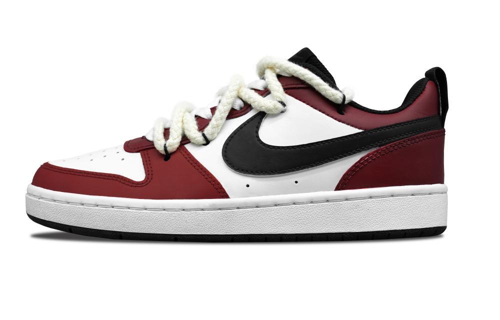 Nike Court Borough Enthusiastic Non-slip Lightweight Low-Top Skateboard Shoes GS Red White Black