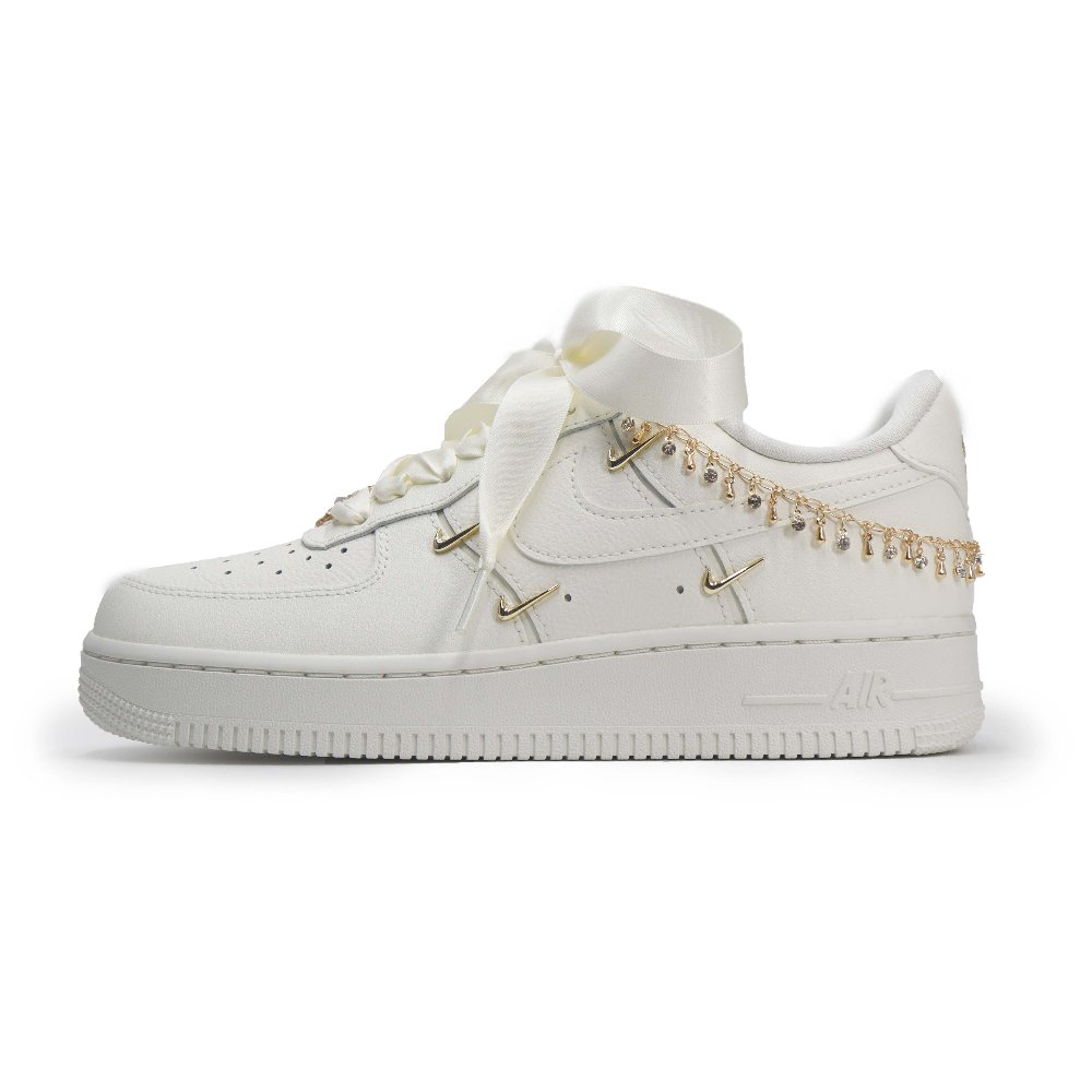 Nike Air Force 1 Wear-Resistant Height Increasing Low-Top Skateboard Shoes Women's White Gold