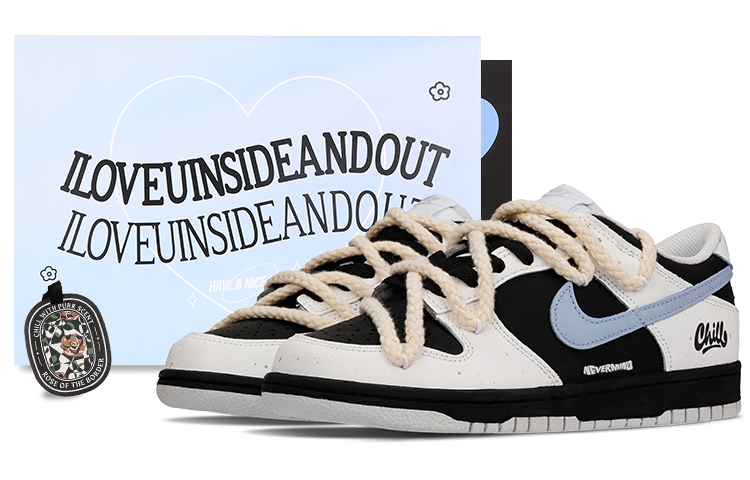 Nike Dunk Sugar-Free Soda Low-Top Skateboard Shoes Men's Black White Blue
