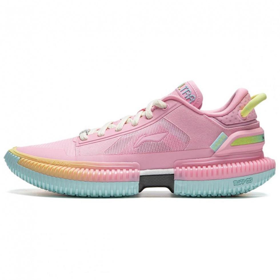 LiNing Slip-Resistant Breathable Low-Top Basketball Shoes Men's Phoenix Blossom Pink