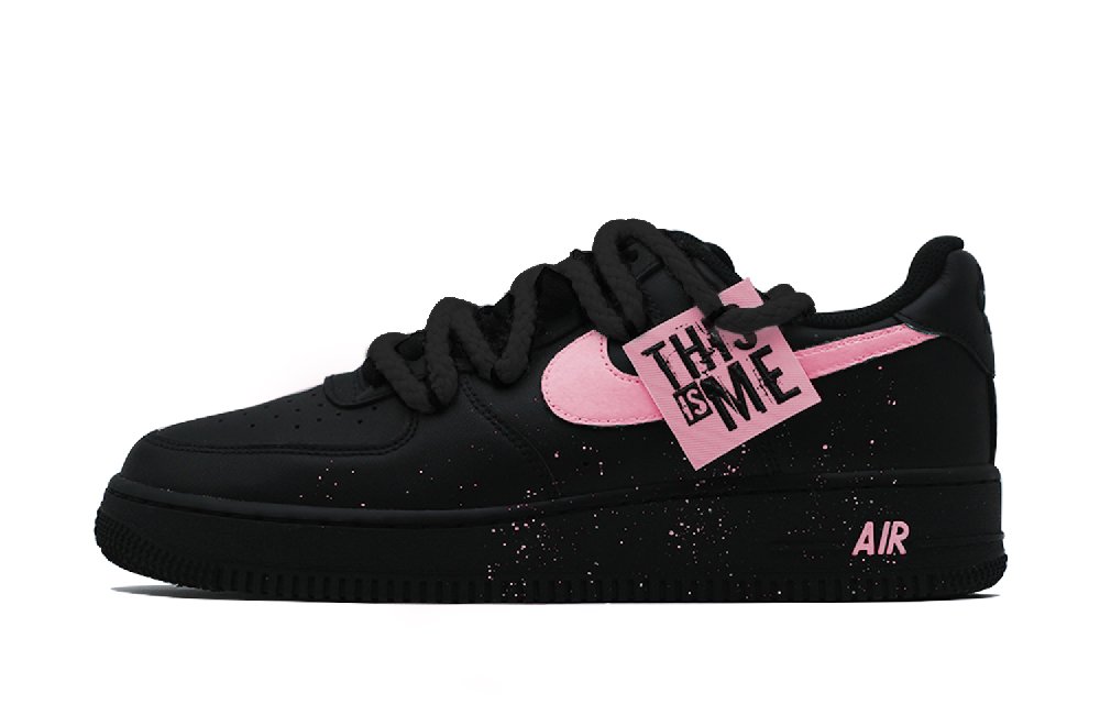 Nike Air Force 1 Neon In The Dark Abrasion Resistant Low Top Skateboard Shoes Unisex Black Pink