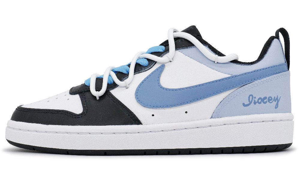Nike Court Borough Non-slip Lightweight Low-Top Skateboard Shoes GS Black White Blue