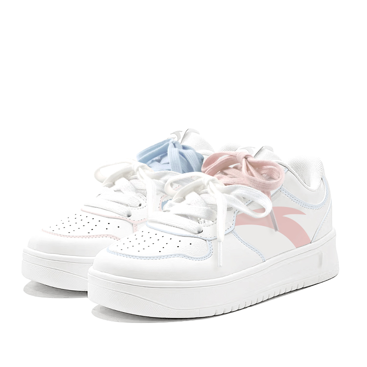 Anta Relaxed Anti Slip Wear Resistant Low Top Skateboard Shoes Unisex Blue Pink Mismatched