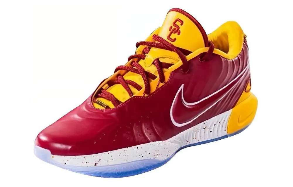 Nike Lebron 21 USC Trojans PE Abrasion Resistant Low top Basketball Shoes Men's Red Yellow