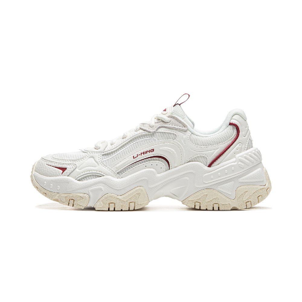 LiNing Brown Sugar V2 Cushioning Anti Slip And Wear Resistant Height Increasing Low Top Casual Shoes Women's Mist White