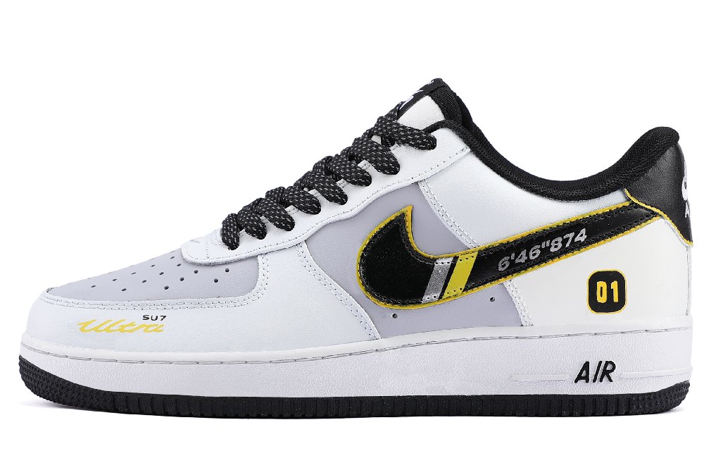 Nike Air Force 1 Lightweight Low Top Skateboard Shoes Men's White Yellow