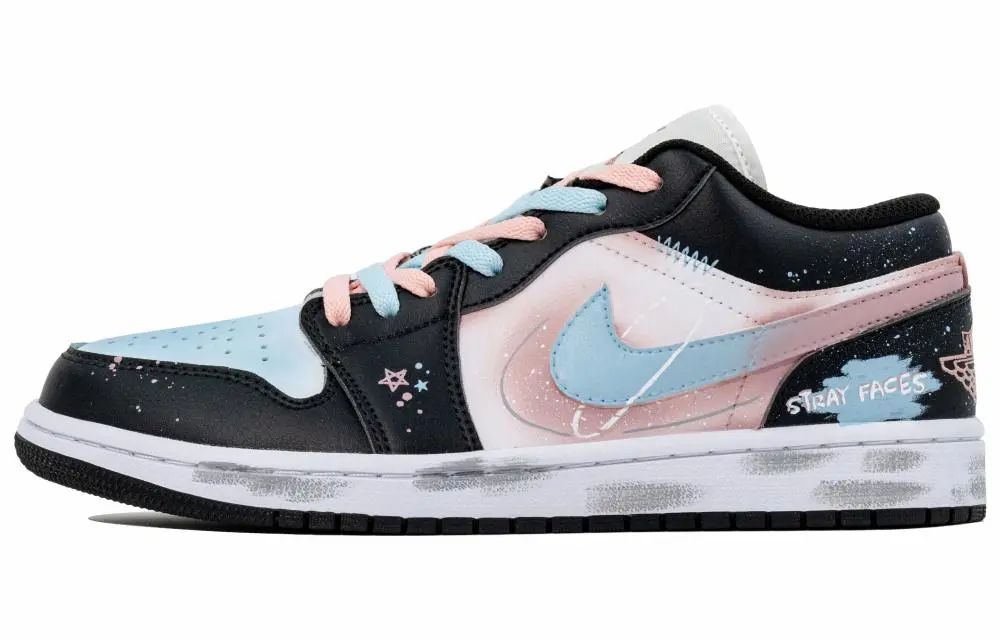 Jordan Air Jordan 1 Candy Planet Abrasion Resistant Low top Vintage Basketball Shoes Women's Blue Pink