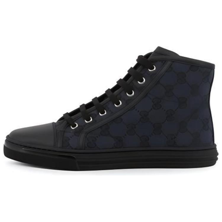 GUCCI Monogram High Top Stylish Skateboarding Shoes Women's Black