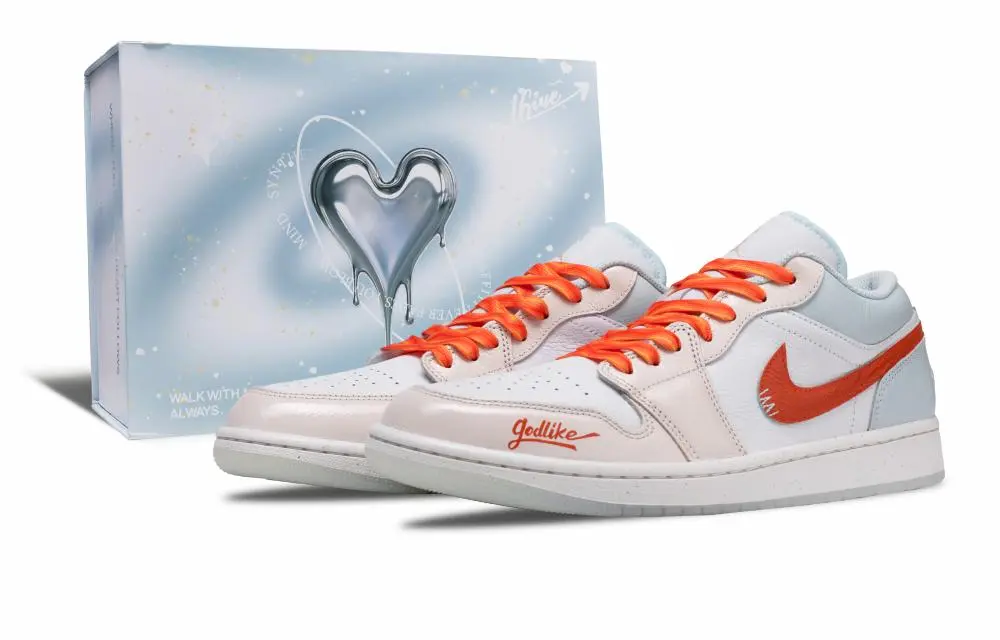 Jordan Air Jordan 1 Litchi Summer Abrasion Resistant Low top Vintage Basketball Shoes Men's White Orange Blue
