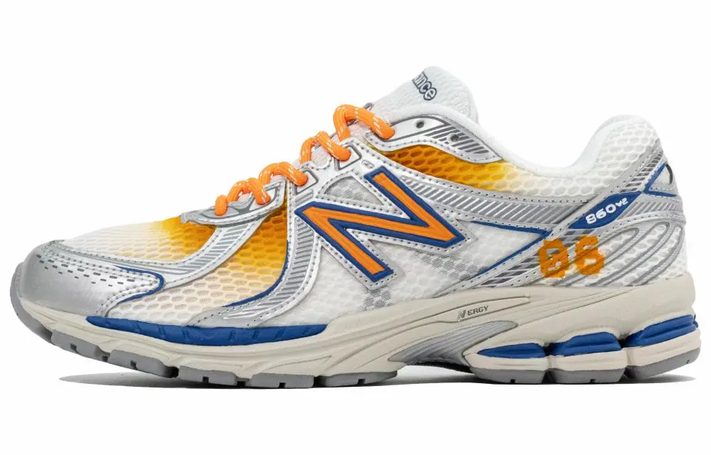 New Balance 860 Extreme Shoes, Evangelion 06 Breathable Low top Casual Shoes Unisex Gray White Blue Orange