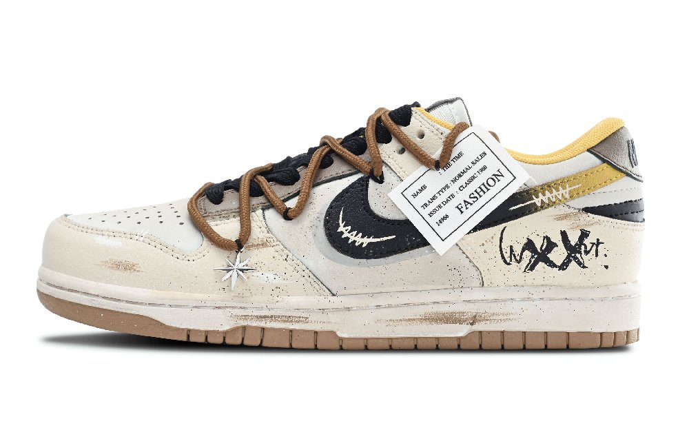 Nike Dunk Anti Slip Wear Resistant Low Top Skateboard Shoes Unisex Brown White