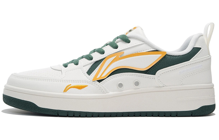LiNing Sports Life Collection Coverage Thermal Slip Resistant Low Top Skateboard Shoes Men's White Green