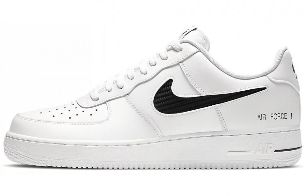 Nike Air Force 1 Low Cut Out Swoosh White Black