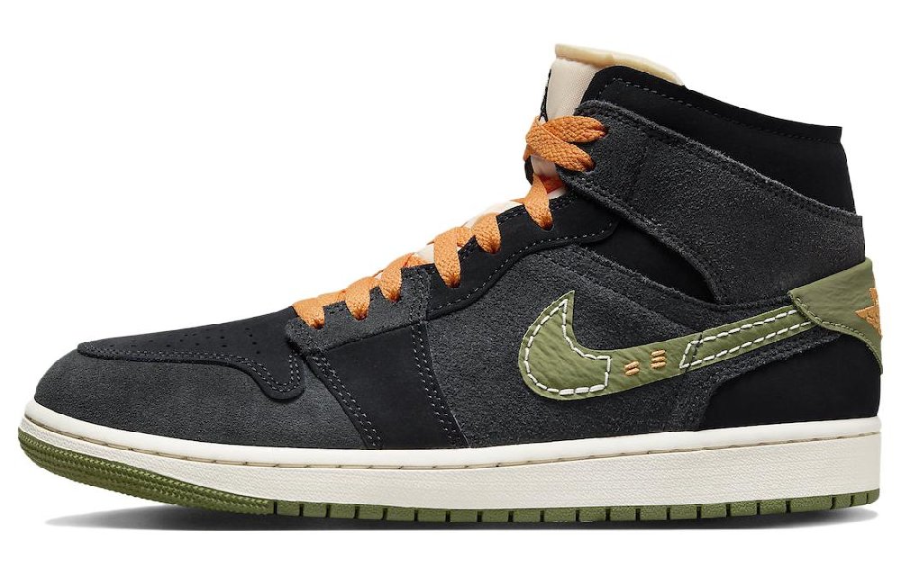 Jordan Air Jordan 1 Винтажные баскетбольные кроссовки MID Top Серо-зеленый Мужские