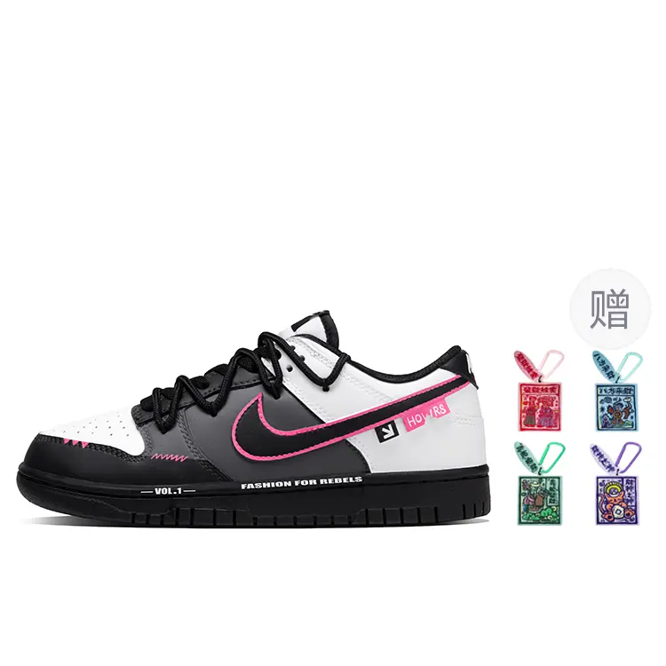 Nike Dunk Mystery Pink Abrasion Resistant Low top Skateboard Shoes Unisex White Gray