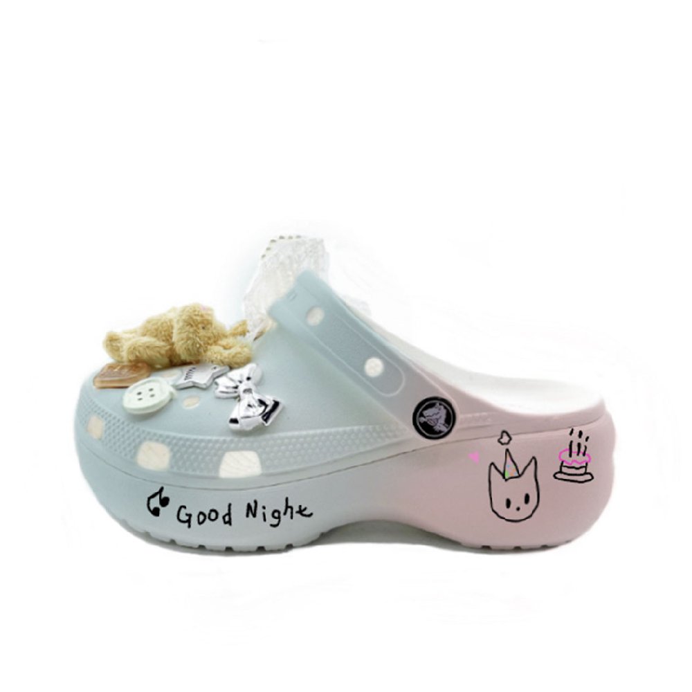 Crocs Classic Platform Clog Clogs Unisex Blue Pink
