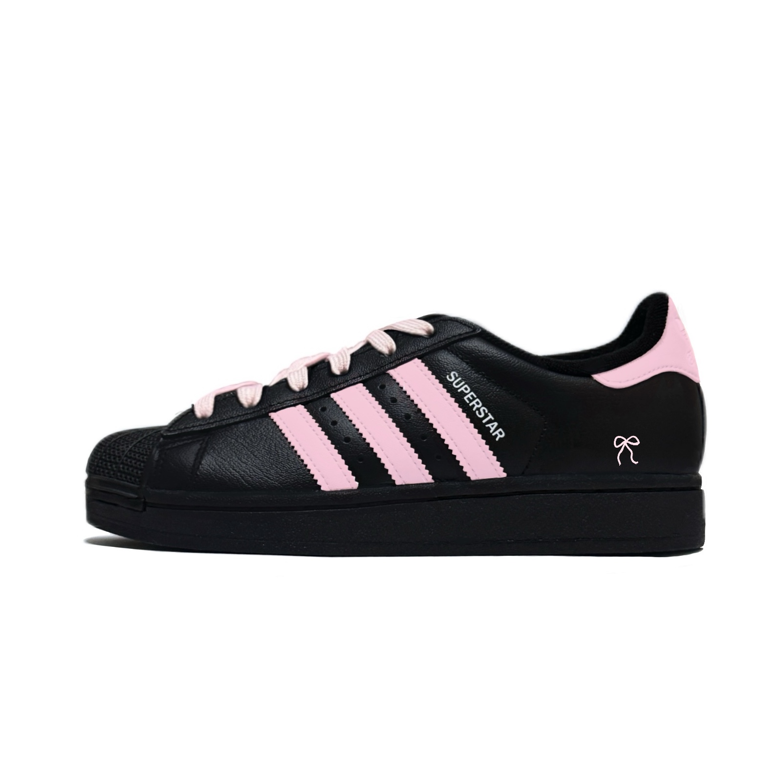Adidas Originals Superstar 2 Cushioning Abrasion Resistant Lightweight Low top Skateboard Shoes Unisex Black Pink