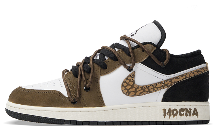 JORDAN Air JORDAN 1 Vintage Basketball Shoes Women's Low-Top Brown White