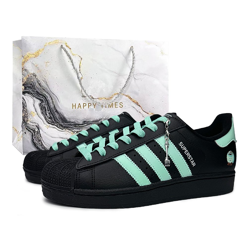 Adidas Originals Superstar 2 Green Grape Abrasion Resistant Low Top Skateboard Shoes Unisex Black Green