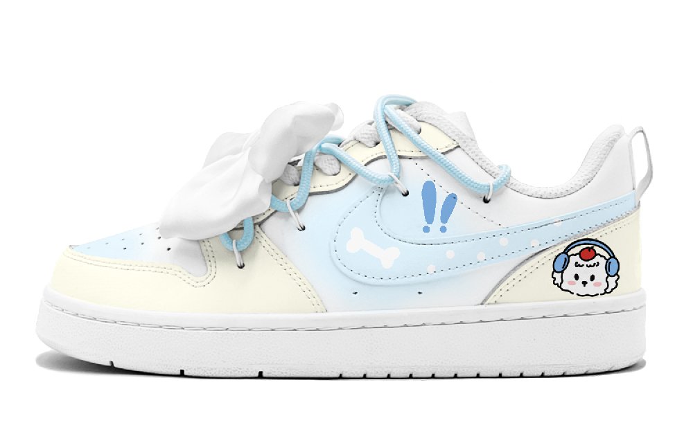 Nike Court Borough Skateboard Shoes Women's Low-Top Blue Yellow