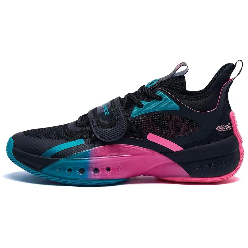 361° LIGHT UP Series Cushioning, Wear Resistant Low top Basketball Shoes Men's Black Blue Pink