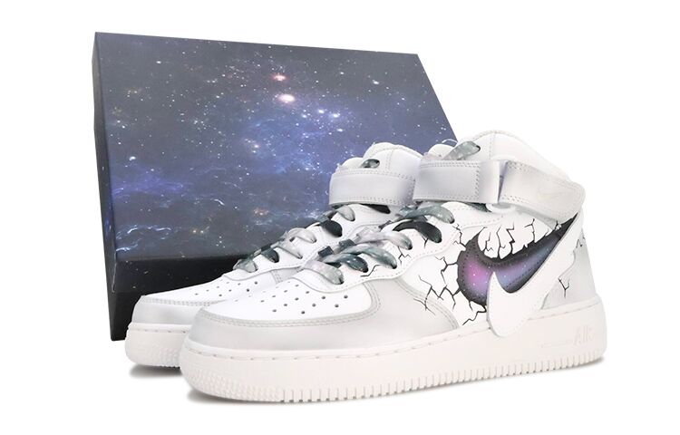 Nike Air Force 1 Air Force 1 Slip-Resistant Mid-Top Skateboard Shoes Men's White Gray