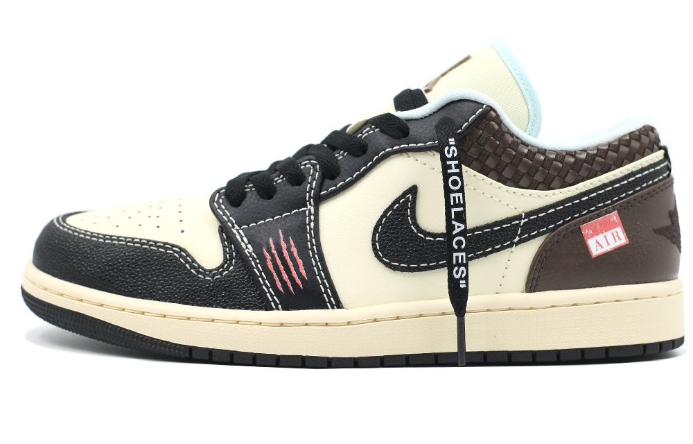 Jordan Air Jordan 1LOW SE Cushioning Anti-Slip And Wear-Resistant Low-Top Vintage Basketball Shoes Men's Black Brown