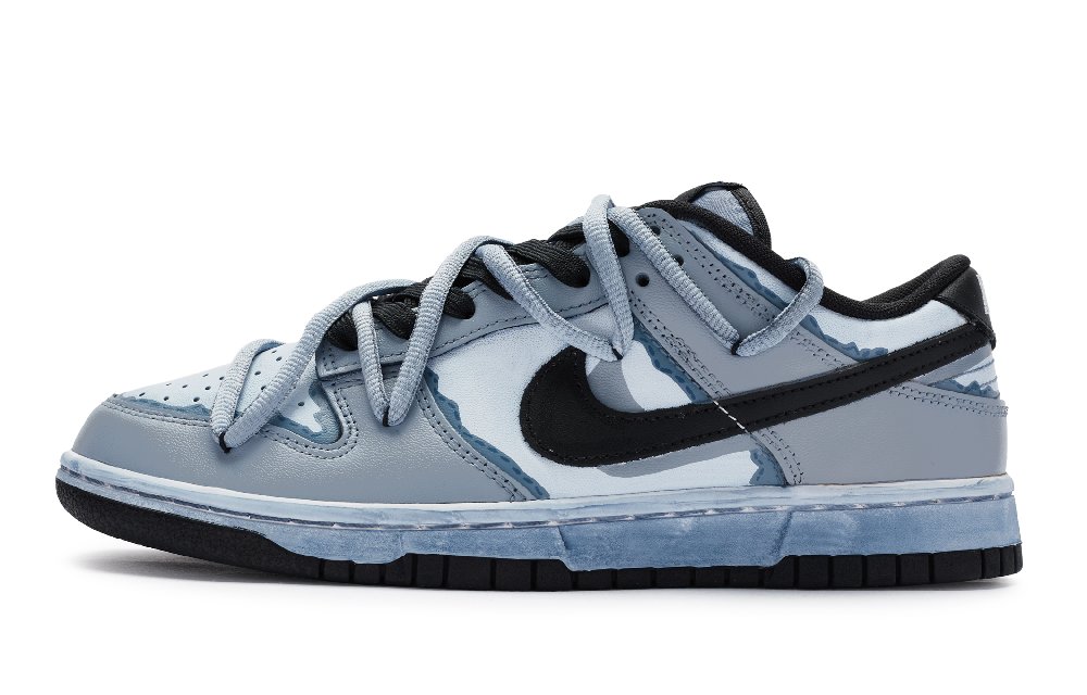 Nike Dunk Slip-Resistant Cushioning Low-Top Skateboard Shoes GS Blue Black