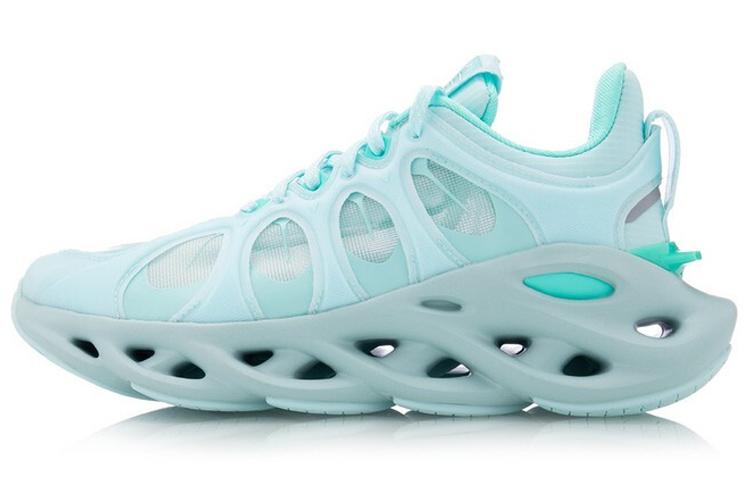 LiNing Curved ACE Cushioning Breathable Lightweight Rebound Low-Top Running Shoes Women's Ice Clear Blue