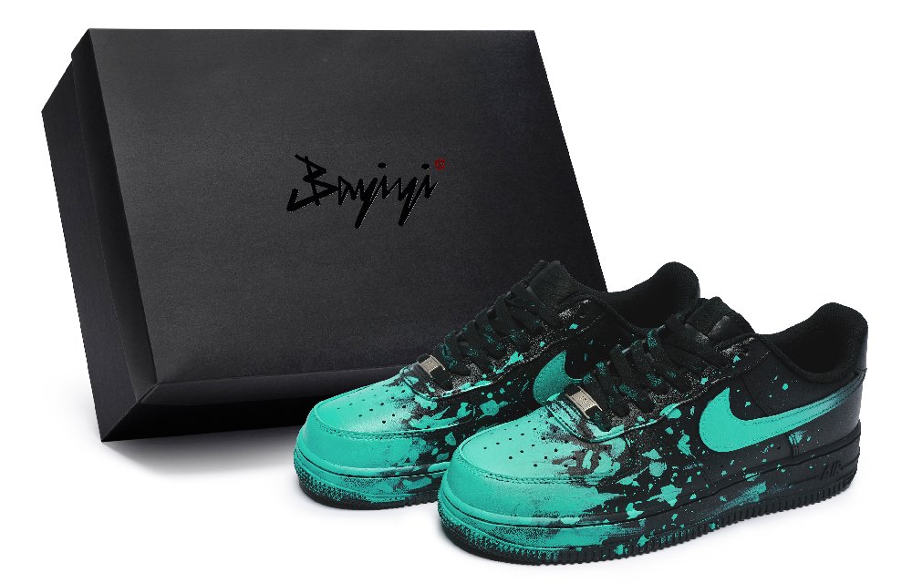Nike Air Force 1 07 811 Manufacture Crazy Graffiti Green Special Shoe Box Low-Top Skateboard Shoes Unisex Black Cyan