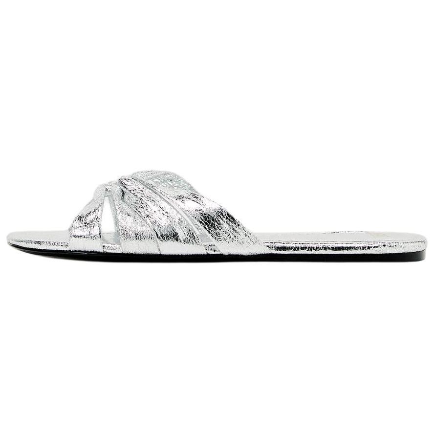 ZARA Slide Slippers Women's Silver