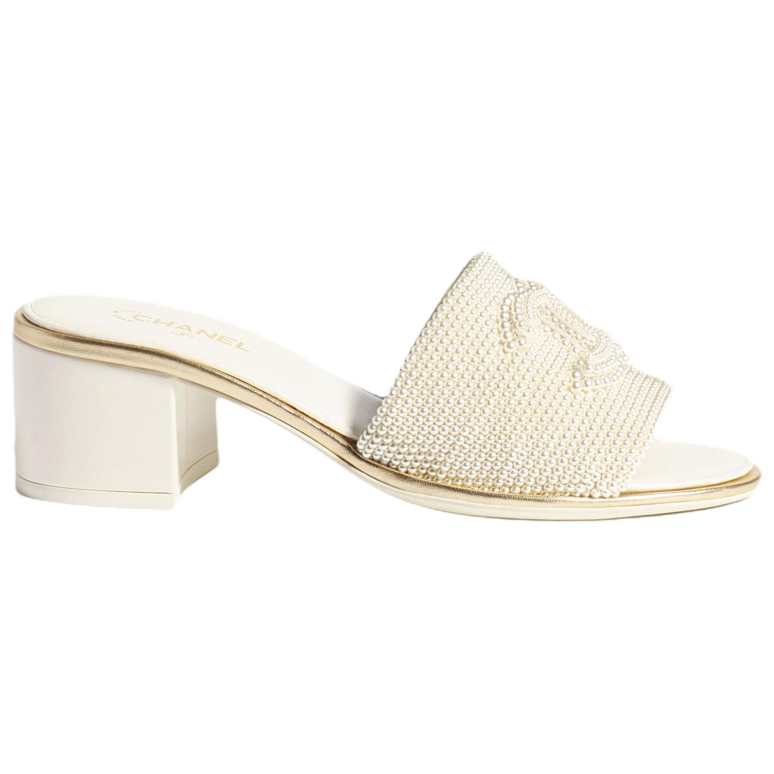 CHANEL Slide Slippers 5cm Women's Ivory White