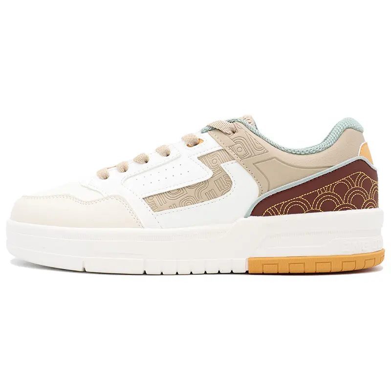 361° Anti Slip Wear Resistant Low Top Skateboard Shoes Men's White Brown