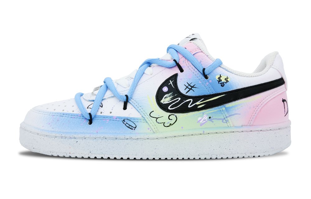 Nike Court Vision 1 Low Anti-Slip Wear-Resistant Low-Top Skateboard Shoes Unisex White Blue Pink