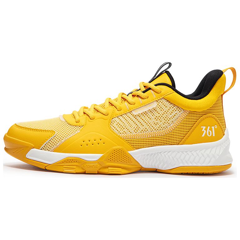 361° Cushioned Slip-Resistant Low-Top Basketball Shoes Men's Yellow White