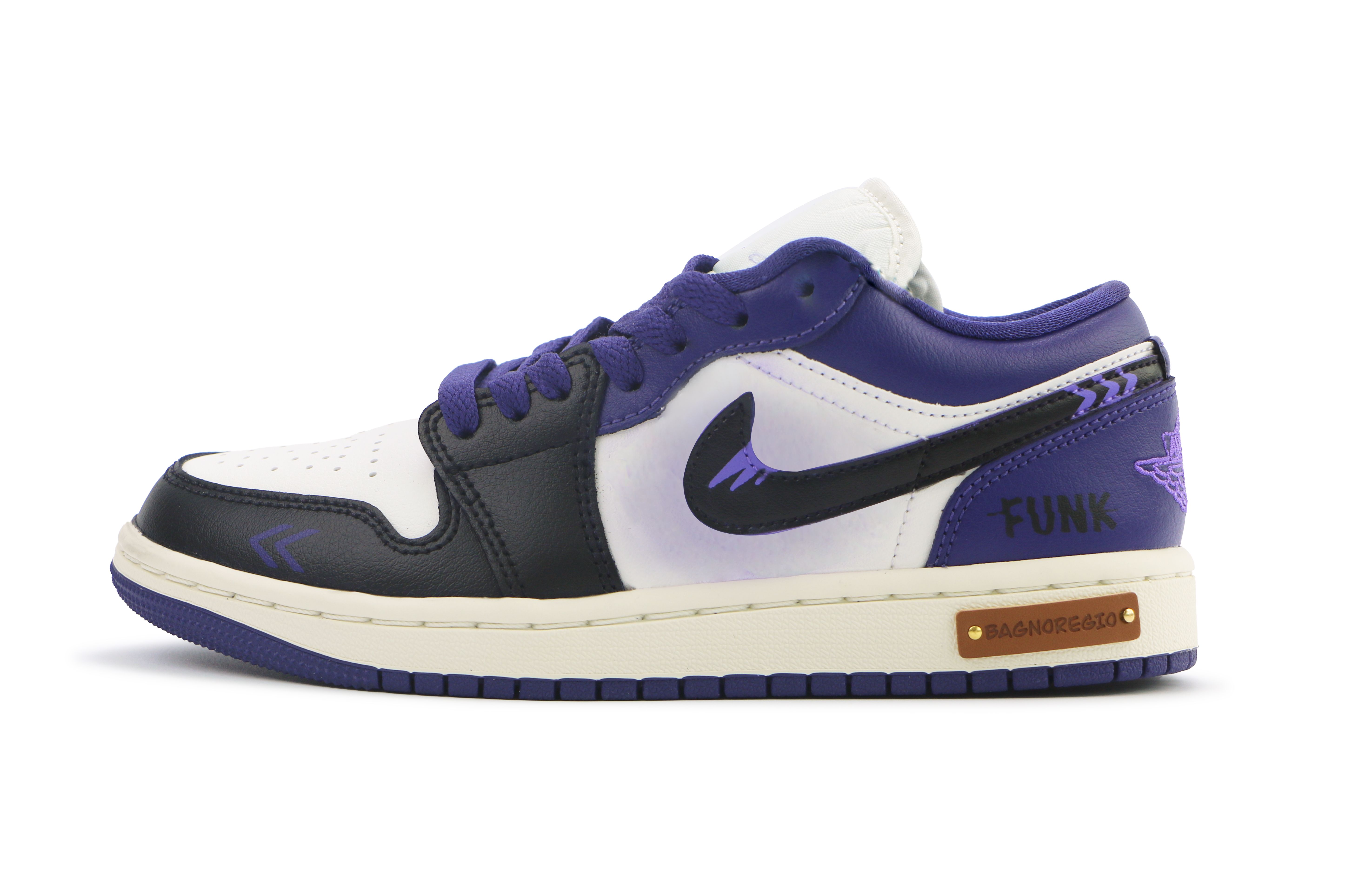 Jordan Air Jordan 1 Durable Breathable Low-Top Skateboard Shoes Unisex Sail White Purple