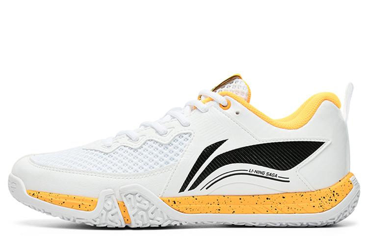 LiNing II Lite Cushioning Wear Resistant Low Top Badminton Shoes Unisex White Yellow