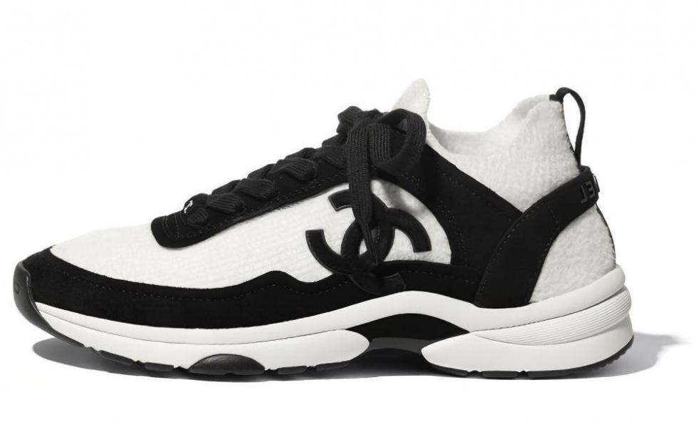 CHANEL Low Top Trainer White Black Women's