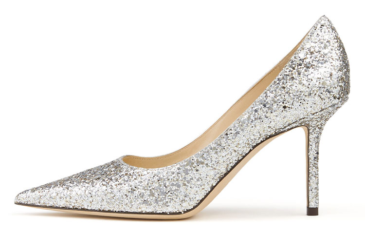 Jimmy Choo Love High Heels Women's White Silver