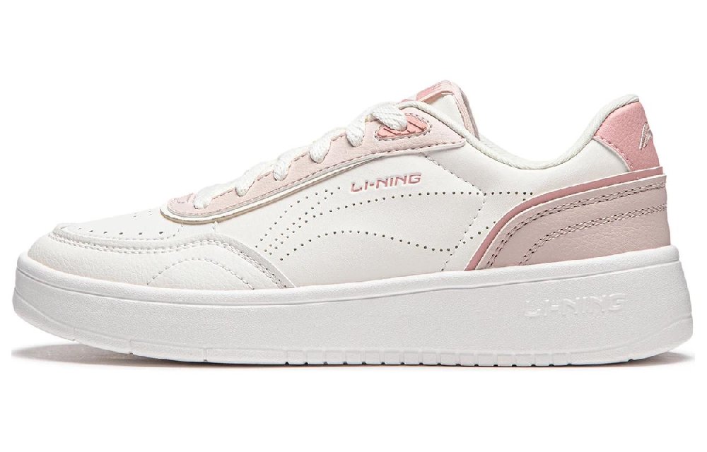 LiNing Su Slip Resistant, Abrasion Resistant, Breathable, Height Increasing Low top Skateboard Shoes Women's Pink White