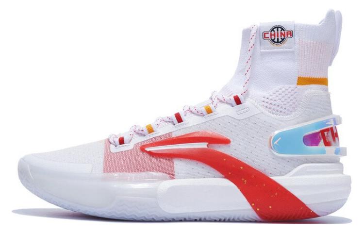 LiNing Speed 9 Ultra Cushioning Anti-Slip And Wear-Resistant High-Top Basketball Shoes White Red