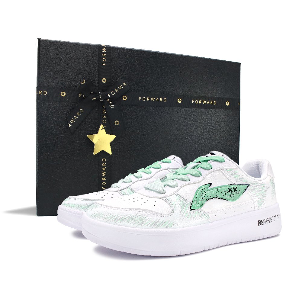 LiNing Pontoon Boats Anti-Slip And Wear-Resistant Breathable Low-Top Skateboard Shoes Men's White Green