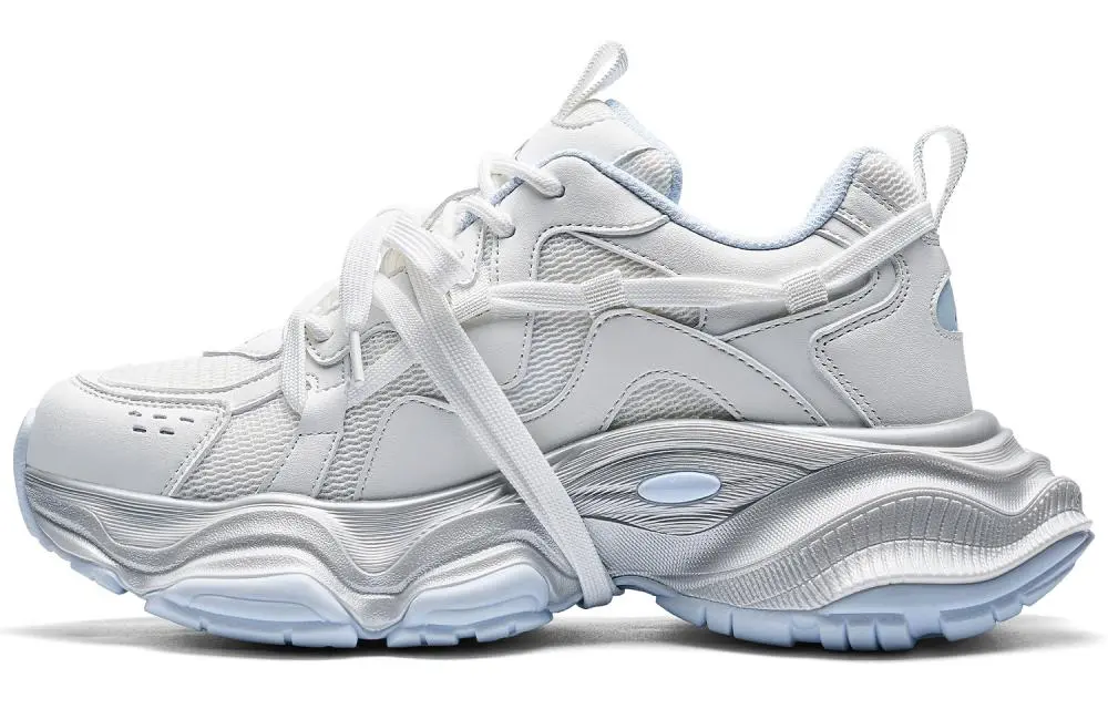 Kappa Back to Back Slip Resistant Abrasion Resistant Low top Chunky Sneakers Women's Classic White Iceberg Blue