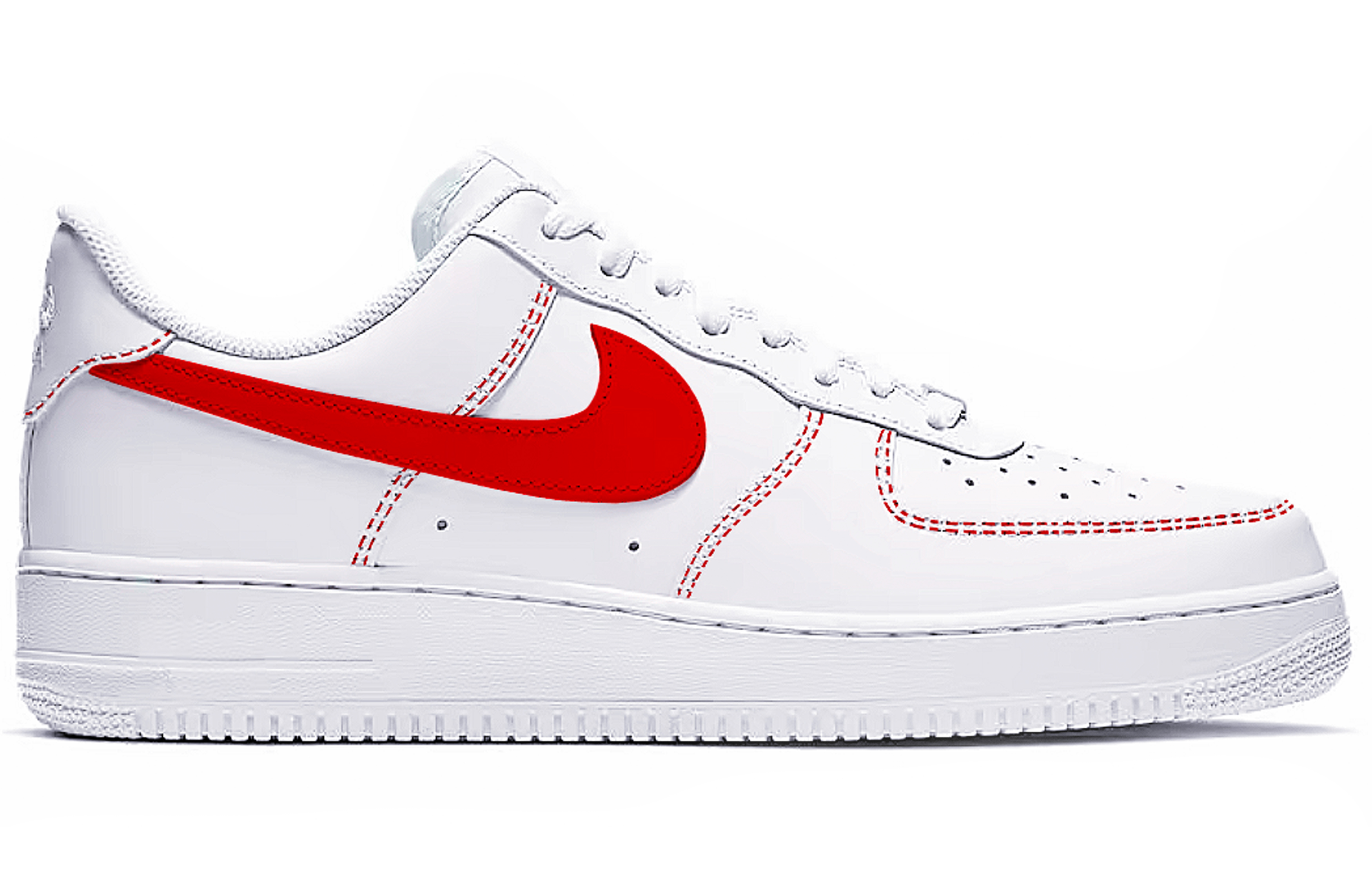 Nike Air Force 1 White Red Air Force Cushioning, Wear Resistant Low top Skateboard Shoes Unisex White