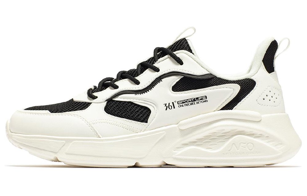 361° Anti-Slip And Wear-Resistant Breathable Low-Top Casual Shoes Men's White Black