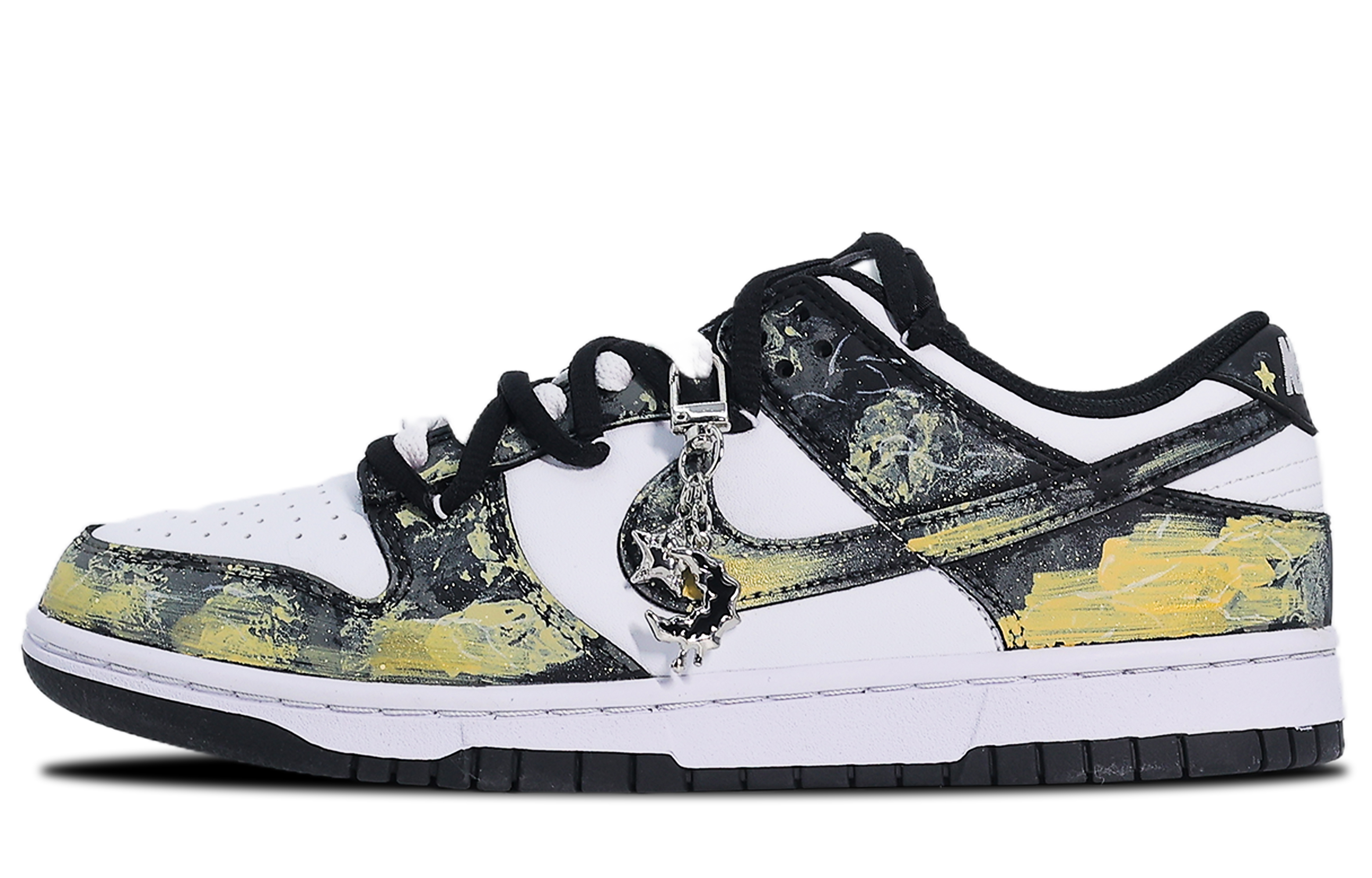 Nike Dunk Abrasion Resistant Low top Skateboard Shoes Unisex Black Gold